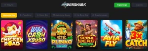 Fragment publicznej nawigacji katalogu gier na stronie Winshark